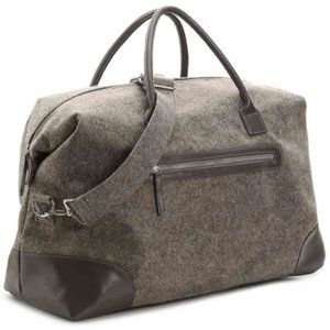 Large DSW Weekender Overnight Travel Bag - Grey Faux Leather & Faux Wool